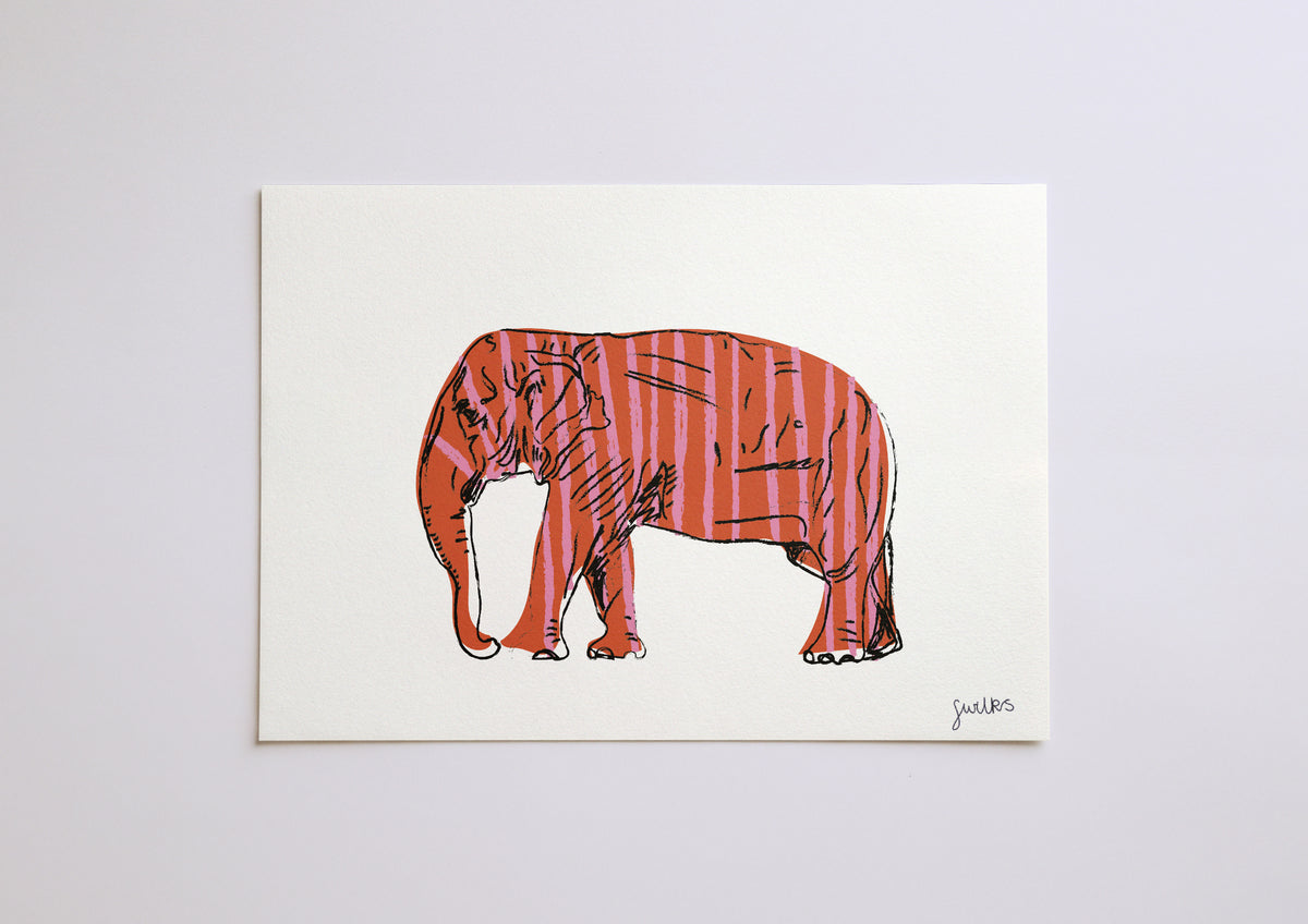 Stripe Elephant Print