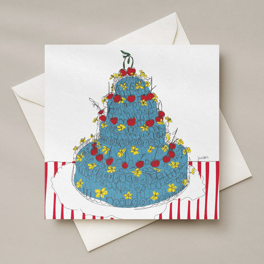 Blue Cake Greetings Card