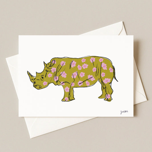Floral Rhino Postcard