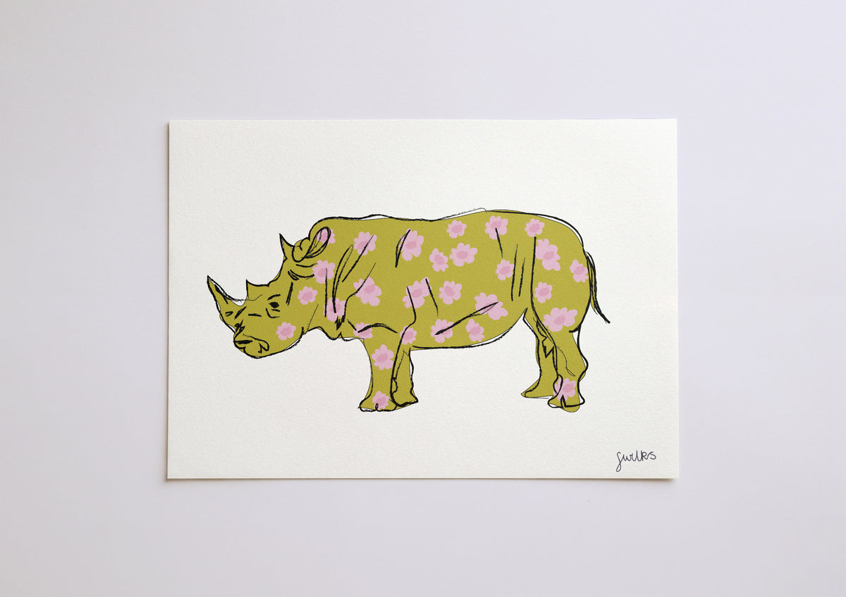 Floral Rhino Print