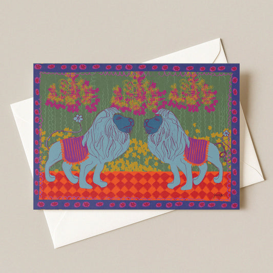 Grand Lions Greetings Card