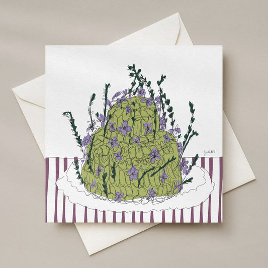 Green Cake Greetings Card