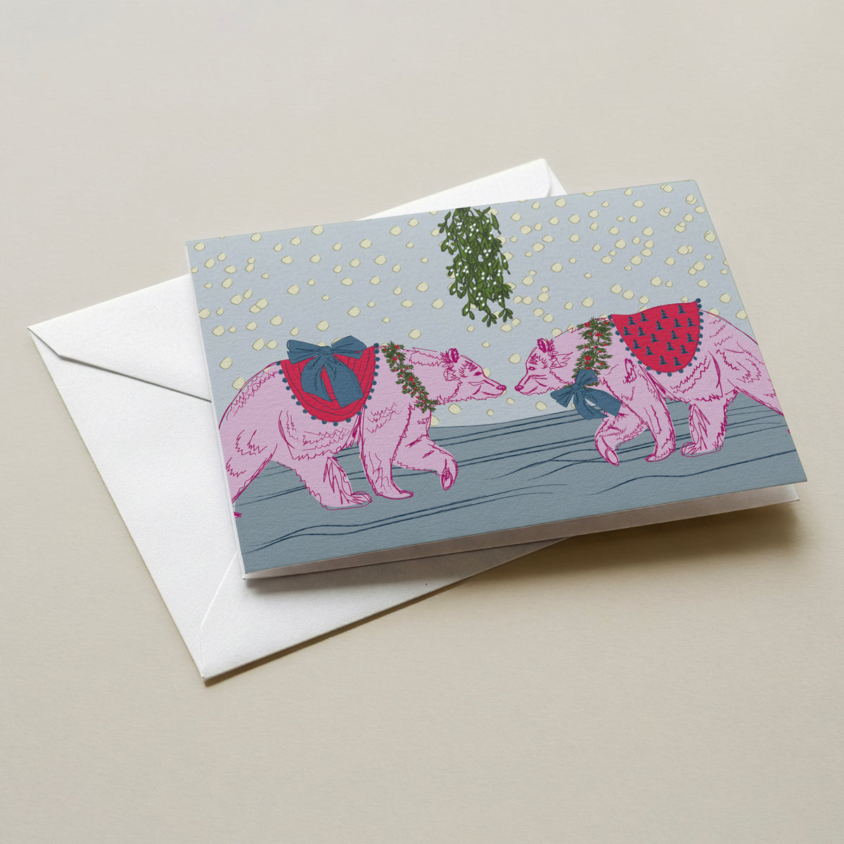 Mistle Toe Beckons The Yuletide Bears Christmas Card