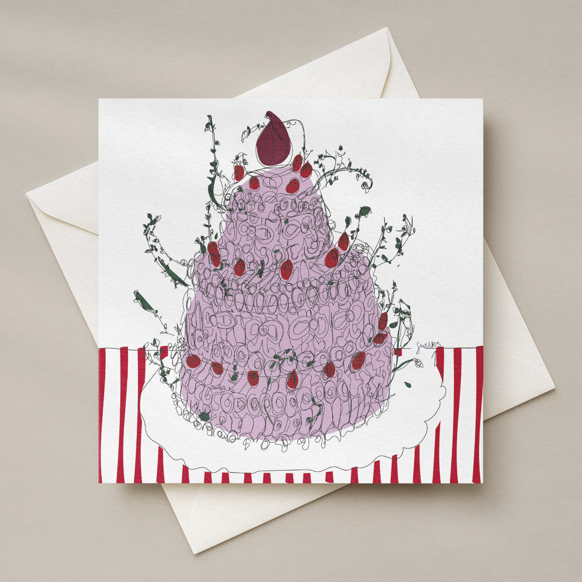Purple Cake Greetings Card