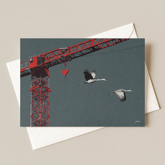 Red Crane and Crane Postcard