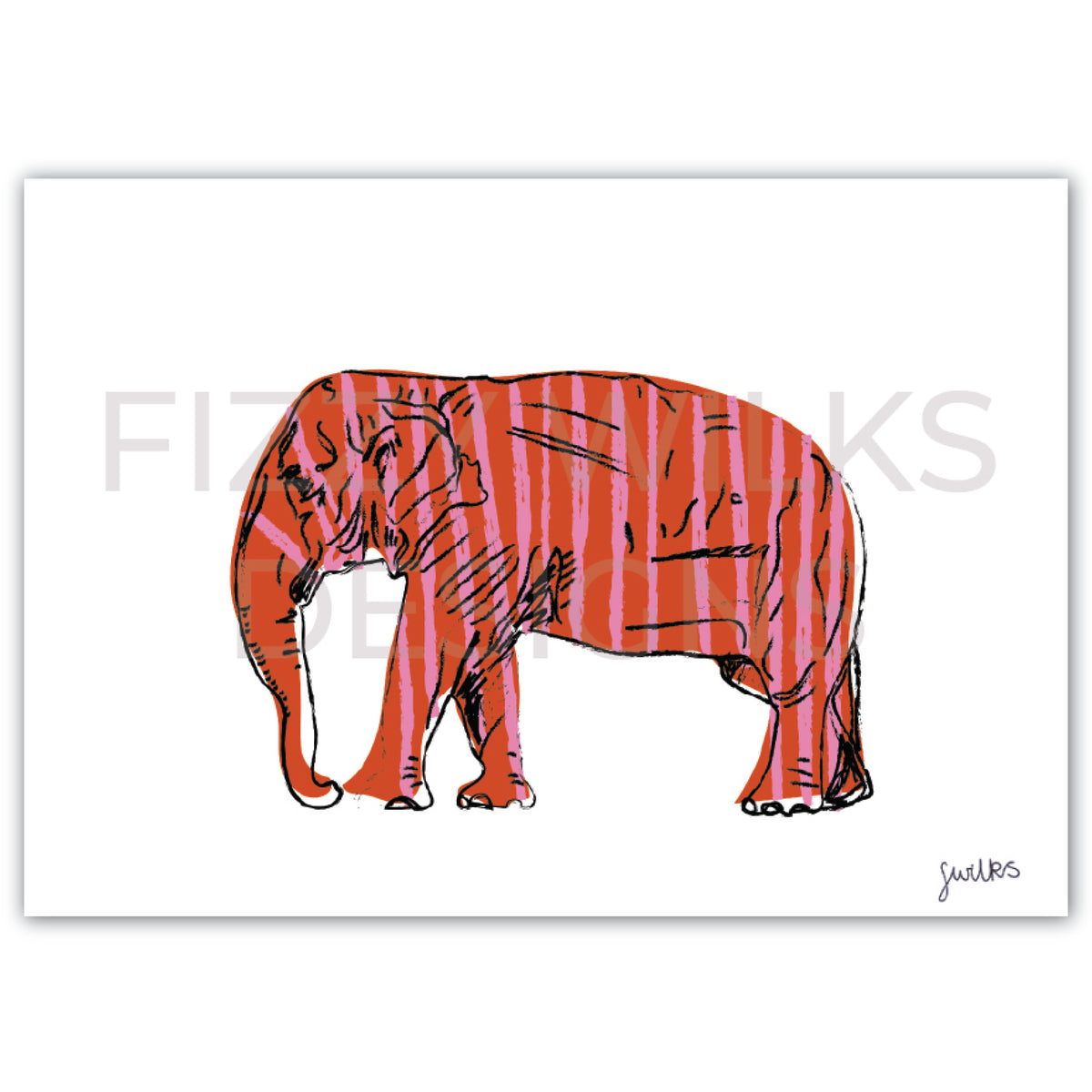 Stripe Elephant Print
