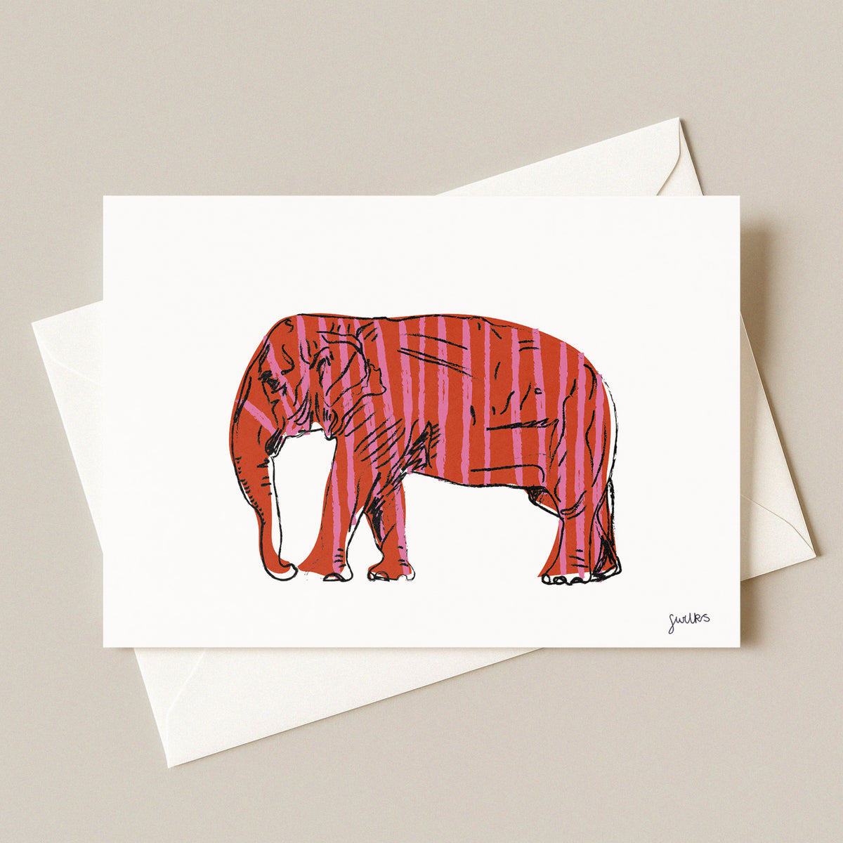 Stripe Elephant Postcard